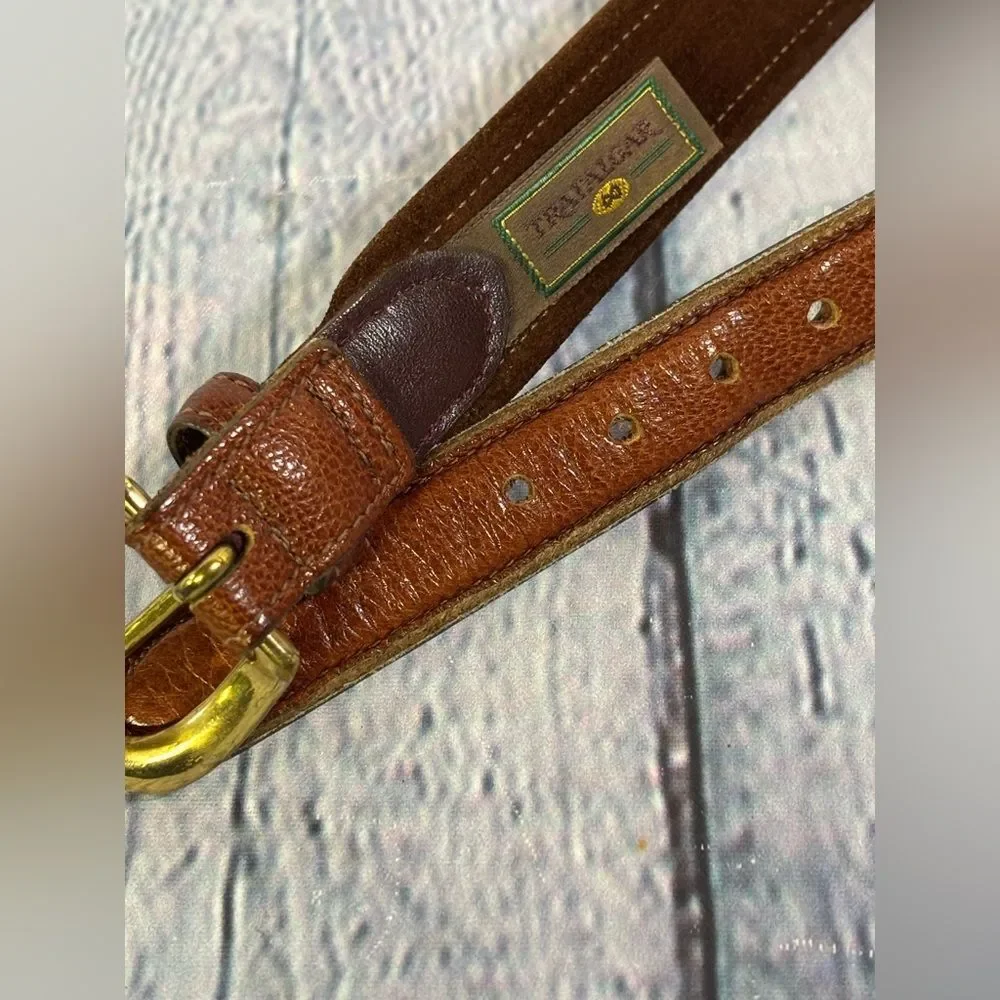 Trafalgar Cortina Chestnut Leather Gold Buckle Formal Casual Classic Belt 38